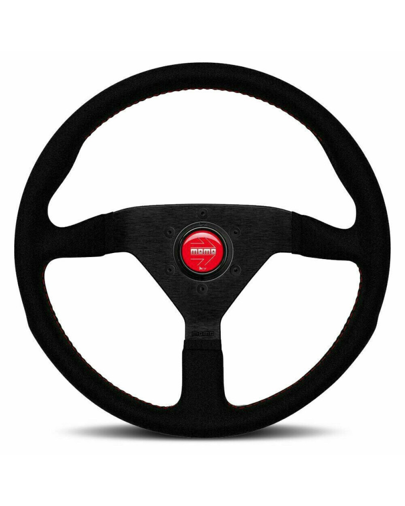 MOMO Montecarlo Black Alcantara With Red Stitching 350mm Steering Wheel - VMCALREDST35 : KYP Performance House