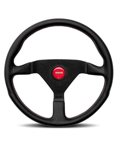 MOMO Montecarlo Black Leather With Red Stitching 350mm Steering Wheel - 11111785BKRER : KYP Performance House