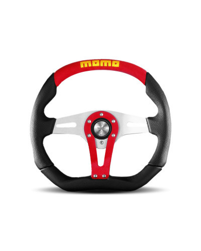 MOMO Trek Red Black Leather Red Suede 350mm Steering Wheel - 11102935112L : KYP Performance House