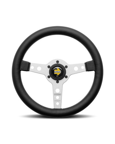 MOMO Prototipo Silver Spokes Black Leather 320mm Steering Wheel - VPRO320SILBR : KYP Performance House