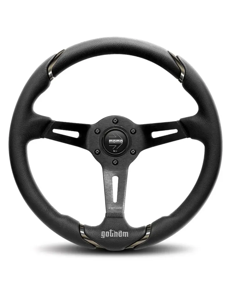 MOMO Gotham Black Leather 350mm Steering Wheel - VGOTHAM350NEL : KYP Performance House