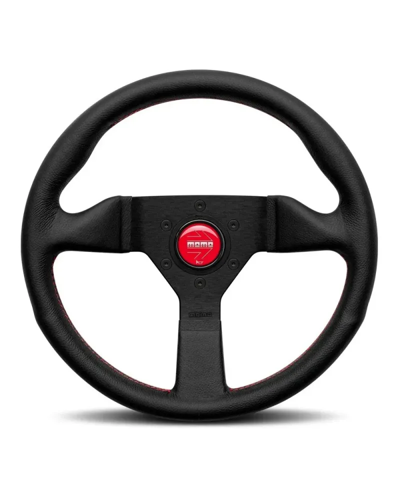 MOMO Montecarlo Black Leather With Red Stitching 320mm Steering Wheel - 11111782BKRER : KYP Performance House