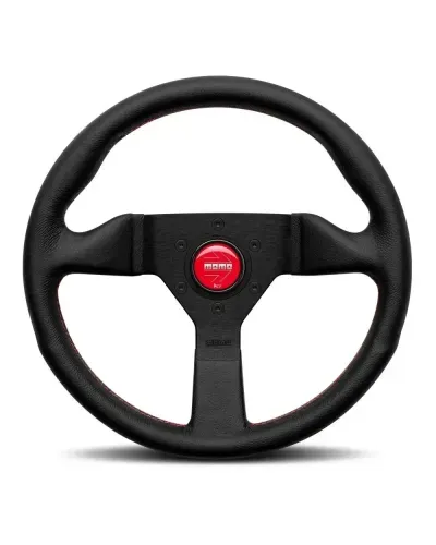 MOMO Montecarlo Black Leather With Red Stitching 320mm Steering Wheel - 11111782BKRER : KYP Performance House