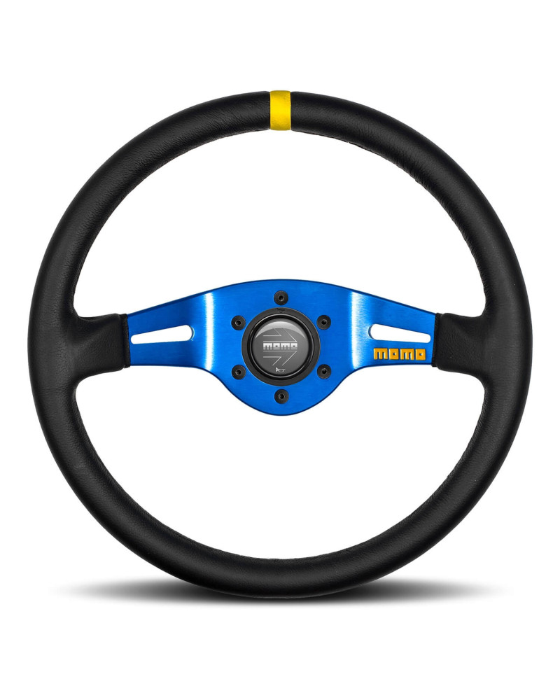 MOMO MOD.03 Black Blue Leather Steering Wheel 350mm - 11150405812L : KYP Performance House