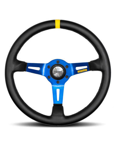 MOMO MOD.08 Black Blue Leather Steering Wheel 350mm - 11150085811R : KYP Performance House