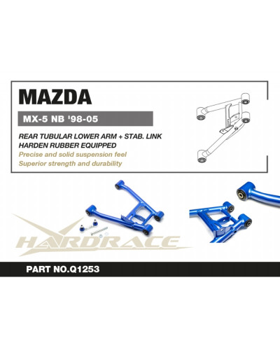 HARDRACE REAR TUBULAR LOWER ARM W/ STABILISER LINK MAZDA MX-5 MIATA 98-05  : KYP PERFORMANCE HOUSE