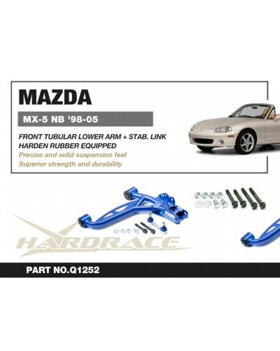 HARDRACE FRONT TUBULAR LOWER ARM W/ STABILISER LINK MAZDA MX-5 MIATA 98-05  : KYP PERFORMANCE HOUSE