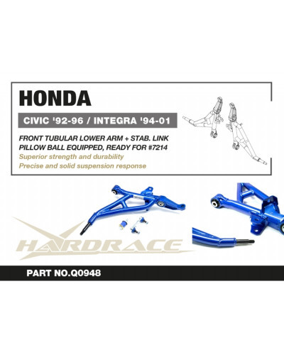 HARDRACE FRONT TUBULAR LOWER CONTROL ARM SET HONDA CIVIC '92-95, INTEGRA '94-01  : KYP PERFORMANCE HOUSE