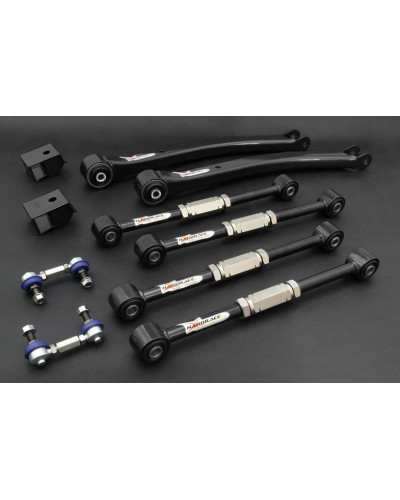 HARDRACE HARDENED RUBBER REAR ADJUSTABLE ARM SET BLACK (TRAILING/LATERAL) SUBARU IMPREZA WRX GC/GF/GM 92-00, GD/GG 01-06, STI GV