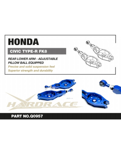 HARDRACE HONDA CIVIC '17- FK8 FL5 TYPE-R  REAR LOWER ADJUSTABLE ARM : KYP PERFORMANCE HOUSE |FAST SHIPPING JDM CAR PARTS UPGRAD 