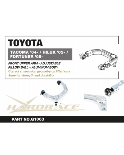 HARDRACE TOYOTA TACOMA '04-/ HILUX '05-/ FORTUNER '05- ADJ. BILLET FRONT UPPER ARM : KYP PERFORMANCE HOUSE