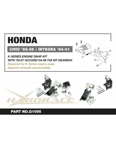 HARDRACE K SWAP ENGINE MOUNT KIT, HONDA, CIVIC, EG, 92-95, INTEGRA, DC2 94-01 : KYP PERFORMANCE HOUSE