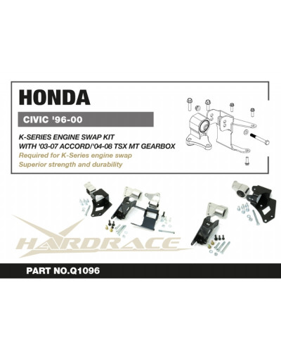 HARDRACE K SWAP ENGINE MOUNT KIT, HONDA, CIVIC, EK, 96-00 : KYP PERFORMANCE HOUSE