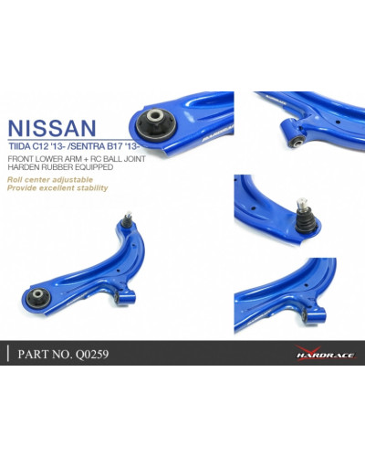 HARDRACE FRONT LOWER ARM + RC BALL JOINT NISSAN, SENTRA/SYLPHY, PULSAR, C12 13-, B17 13- : KYP PERFORMANCE HOUSE