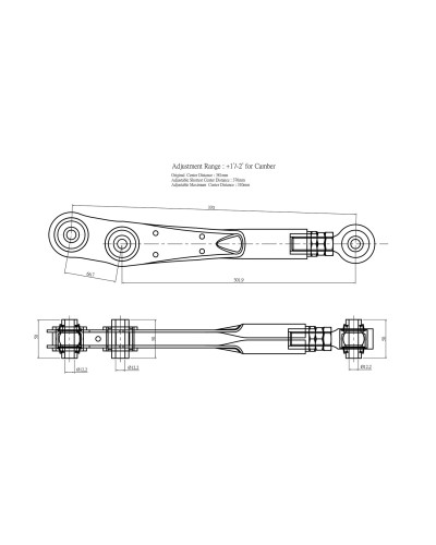 HARDRACE REAR LOWER CONTROL ARM-ADJUSTABLE MITSUBISHI, LANCER EVO, CN9A, CP9A, CT9A : KYP PERFORMANCE HOUSE