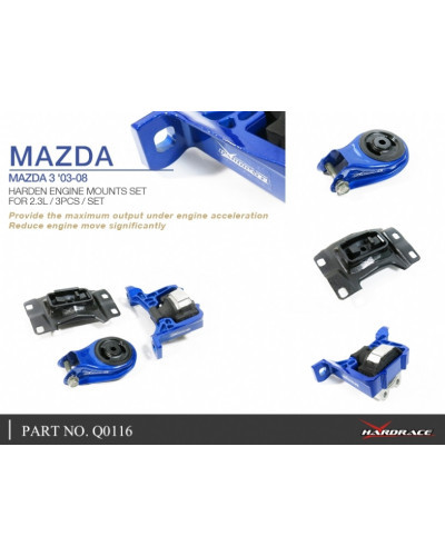 HARDRACE HARDENED ENGINE MOUNTS SET MAZDA, 3/AXELA, BK 03-08 : KYP PERFORMANCE HOUSE