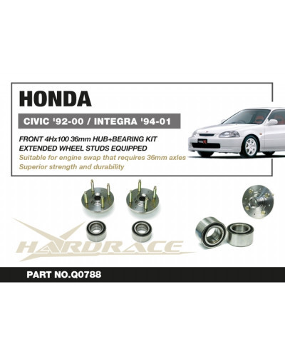 HARDRACE HONDA CIVIC 92-00 EG/EK INTEGRA 94-01 DC2 36MM 4X100 FRONT WHEEL HUB : KYP PERFORMANCE HOUSE