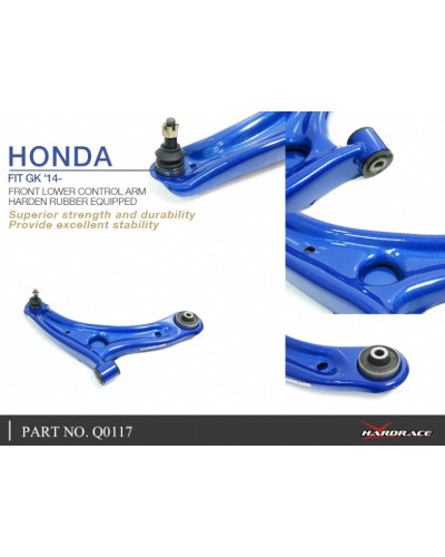 HARDRACE FRONT LOWER CONTROL ARM (HARDENED RUBBER) HONDA, CITY, JAZZ/FIT, GK3/4/5/6, GM6 14-PRESENT : KYP PERFORMANCE HOUSE