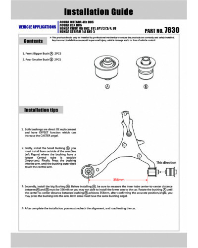 HARDRACE FRONT LOWER ARM BUSHING HONDA, CIVIC, INTEGRA, DC5 RSX, STREAM, RN1-5 00-06, 02-06, DC5 02-06, DC5 TYPE R 02-20 : KYP P