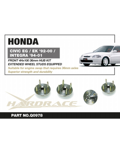 HARDRACE FRONT WHEEL HUB 36MM 4X100 HONDA, CIVIC, EG, EK, INTEGRA, DC2 : KYP PERFORMANCE HOUSE