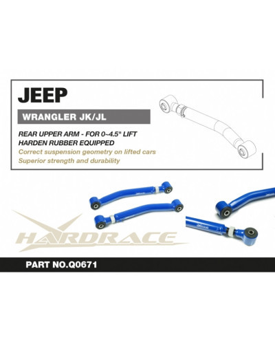 HARDRACE ADJUSTABLE REAR UPPER ARM V2 0-4.5 INCH LIFT JEEP, WRANGLER 06-18 JK/18- JL  : KYP PERFORMANCE HOUSE