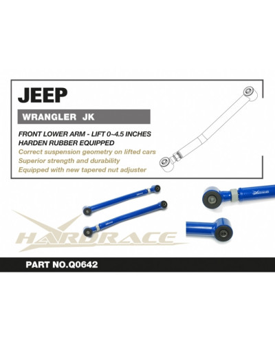 HARDRACE ADJUSTABLE FRONT LOWER ARM V2 0-4.5 INCH LIFT JEEP, WRANGLER 06-18 JK  : KYP PERFORMANCE HOUSE