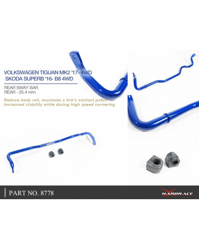 HARDRACE REAR SWAY BAR 25.4MM SKODA, VOLKSWAGEN, GOLF R, KODIAQ, OCTAVIA, SUPERB, TIGUAN, 17-PRESENT, 16-PRESENT, B8 3V 16-PRE :