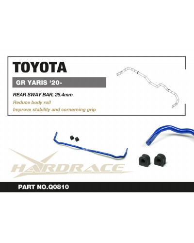 HARDRACE 25.4MM REAR SWAY BAR TOYOTA GR YARIS '20-, GR COROLLA '22-  : KYP PERFORMANCE HOUSE