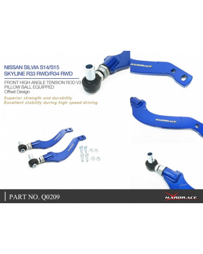 HARDRACE FRONT HIGH ANGLE TENSION/CASTER ROD V3 NISSAN, SILVIA, SKYLINE, R33/34, S14/S15 : KYP PERFORMANCE HOUSE