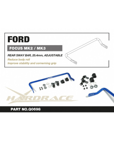 HARDRACE FORD FOCUS MK2 '04-11(NON-RS)/FOCUS MK3 12- (NON-ST/RS) REAR SWAY BAR : KYP PERFORMANCE HOUSE