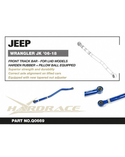 HARDRACE JEEP WRANGLER '07-18 JK FRONT TRACK BAR ADJ 0-4.5" LIFT V2 : KYP PERFORMANCE HOUSE