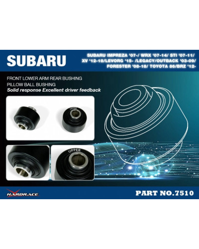 HARDRACE FRONT LOWER ARM BUSHING BIG SUBARU, TOYOTA, 86, BRZ, FR-S, IMPREZA, LEGACY, LEVORG, XV, ZC 6, ZN6, 14 : KYP PERFORMANCE