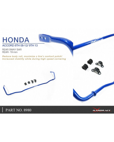 HARDRACE REAR SWAY BAR 19MM 5PCS/SET HONDA, ACCORD 13-PRESENT, CP1/2/3 CS1/2, CU1/2 : KYP PERFORMANCE HOUSE