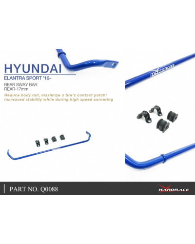 HARDRACE REAR SWAY BAR 17MM HYUNDAI, ELANTRA, 16-PRESENT : KYP PERFORMANCE HOUSE