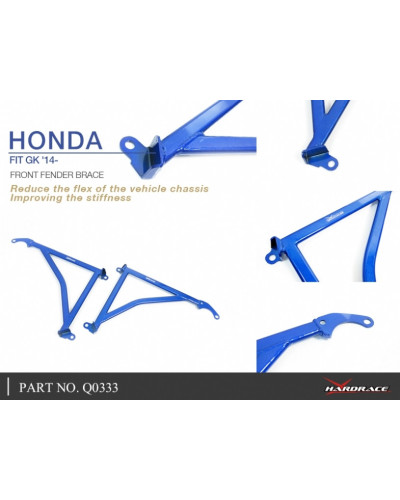 HARDRACE FRONT FENDER BRACE HONDA, JAZZ/FIT, GK3/4/5/6 : KYP PERFORMANCE HOUSE