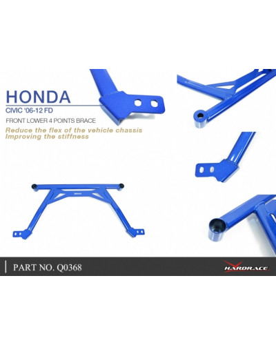 HARDRACE FRONT LOWER 4 POINTS BRACE HONDA, CIVIC, FD  : KYP PERFORMANCE HOUSE