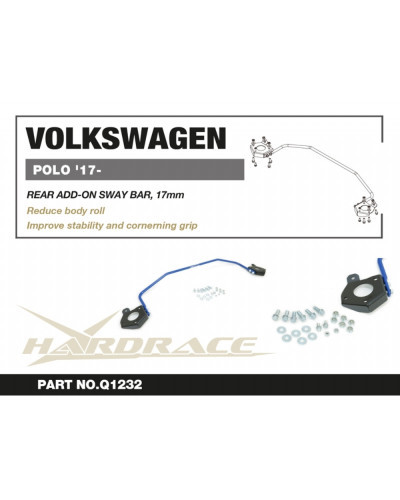 HARDRACE 17MM REAR ADD-ON SWAY BAR VW, POLO '17-, SKODA FABIA '21-, AUDI A1 '18- : KYP PERFORMANCE HOUSE