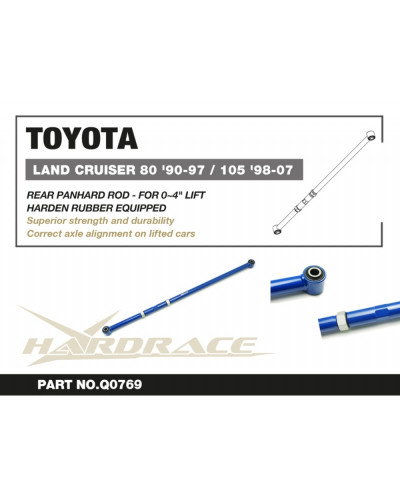 HARDRACE TOYOTA LAND CRUISER 80 '90-97/ 105 '98-07/ LX450 '95-97 REAR PANHARD ROD - FOR 0-4" LIFT : KYP PERFORMANCE HOUSE