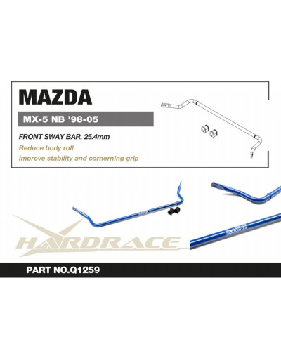 HARDRACE 25.4MM FRONT SWAY BAR MAZDA NB MX-5 MIATA 98-05  : KYP PERFORMANCE HOUSE