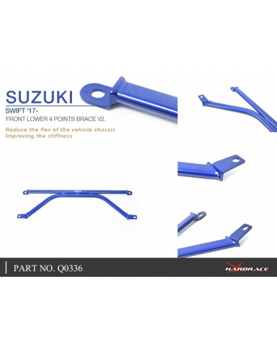 HARDRACE FRONT LOWER 4 POINTS BRACE V2 SUZUKI, BALENO, SWIFT, 15-PRESENT, ZC33 17-PRESENT : KYP PERFORMANCE HOUSE