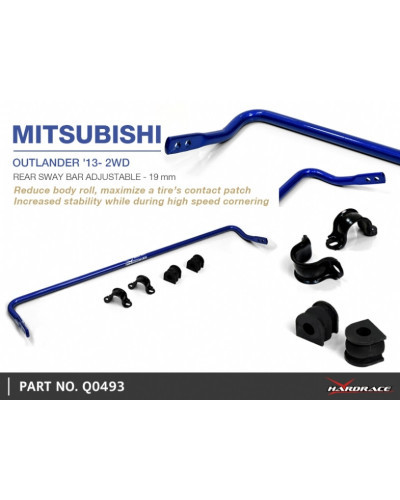 HARDRACE REAR SWAY BAR 19MM ADJUSTABLE MITSUBISHI, OUTLANDER, 12-PRESENT : KYP PERFORMANCE HOUSE