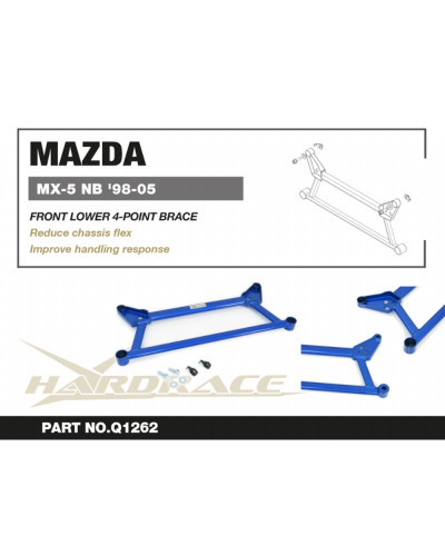 HARDRACE 4 POINT FRONT LOWER BRACE MAZDA NB MX-5 MIATA 98-05  : KYP PERFORMANCE HOUSE