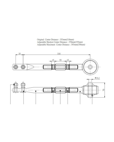 HARDRACE HARDENED RUBBER HEAVY DUTY TENSION/CASTER ROD BLACK NISSAN SILVIA 200SX S14/S15, SKYLINE R33/R34 GTS-T/GT-T : KYP PERFO