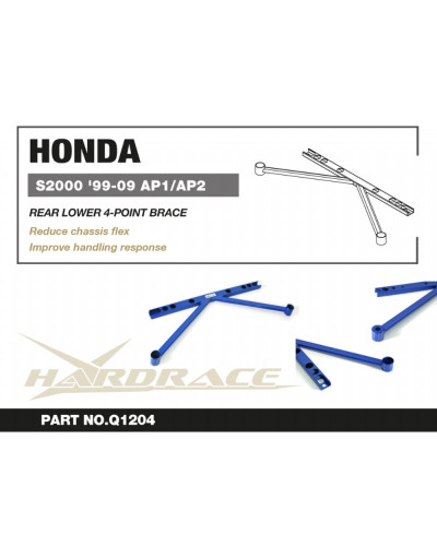 HARDRACE REAR LOWER 4-POINT BRACE HONDA, S2000 AP1/AP2 '99-09 : KYP PERFORMANCE HOUSE