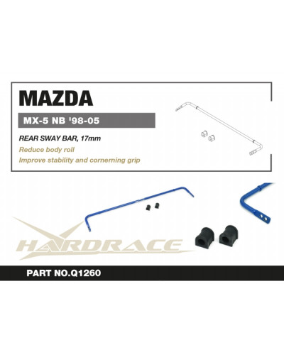 HARDRACE 17MM REAR SWAY BAR MAZDA NB MX-5 MIATA 98-05  : KYP PERFORMANCE HOUSE