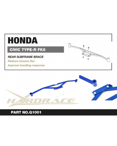 HARDRACE HONDA CIVIC TYPE-R '17-FK8 FL5  REAR SUB-FRAME BRACE  : KYP PERFORMANCE HOUSE