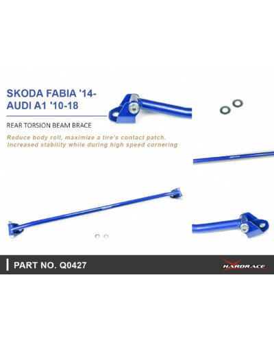 HARDRACE REAR TORSION BEAM BRACE AUDI, SKODA, A1, FABIA, 10-PRESENT, 15-PRESENT : KYP PERFORMANCE HOUSE