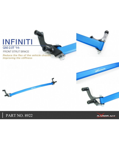 HARDRACE FRONT STRUT BRACE INFINITI Q50, SKYLINE V37 13-PRESENT 2.0T : KYP PERFORMANCE HOUSE