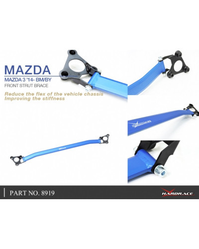 HARDRACE FRONT STRUT BAR MAZDA, 3/AXELA, BM/BY 14-18 : KYP PERFORMANCE HOUSE