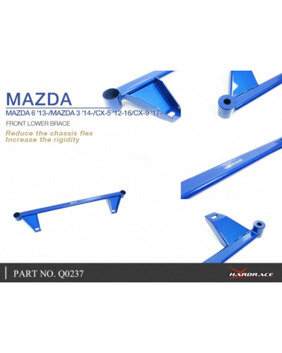 HARDRACE FRONT LOWER BRACE MAZDA, 3/AXELA, 6/ATENZA, CX5, CX9, 16-PRESENT, BM/BY 14-18, GJ 14-, KE 12-17, KF 201 : KYP PERFORMAN